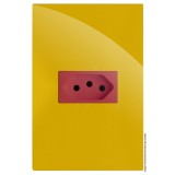 Conjunto Tomada 20a Vermelho Horizontal 4x2 - RECTA MOSTARDA GLOSS